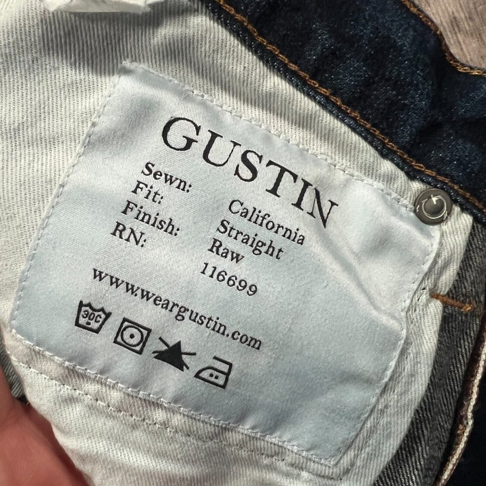 Gustin California Straight Selvedge Jeans Sz 31x33 Blue Denim Button Fly Mens - Picture 5 of 10